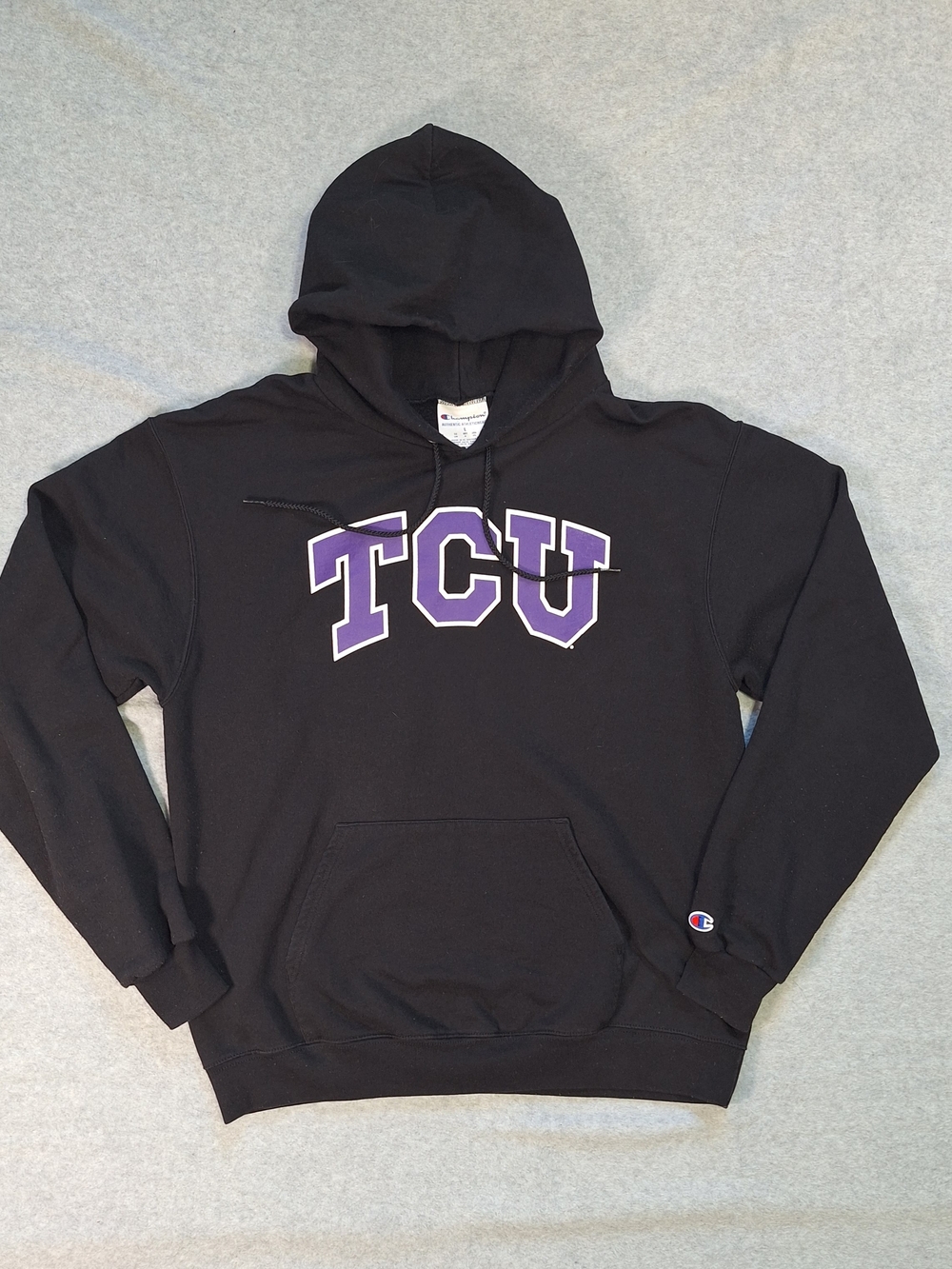 Champion TCU Black Hoodie Sweatshirt Size L